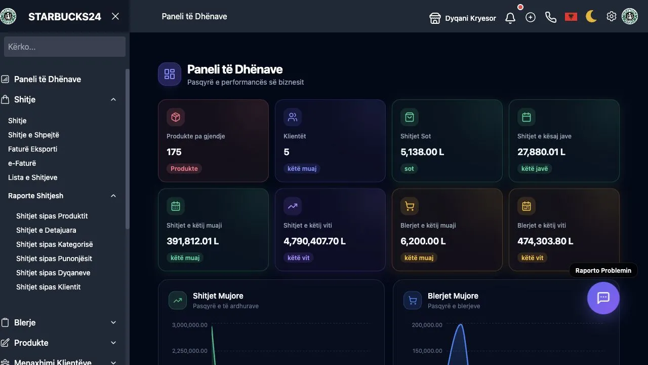 Menu e WebPOS për shitje, raporte shitjesh dhe veprime fiskale